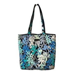 Vera Bradley Cotton Quilted Medium Tote Shoulder Bag in Camofloral Blue‎